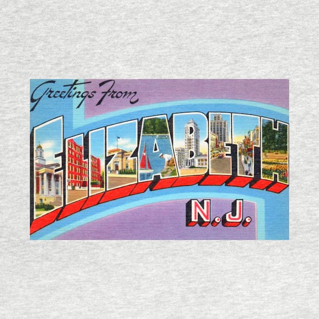 Greetings from Elizabeth, NJ - Vintage Large Letter Postcard by Naves